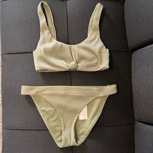 Hollister | Ribbed Olive Swim Bottom